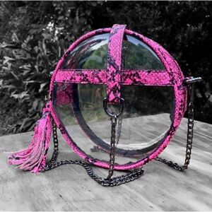 NWT Policy handbags Bare Roundie Circle Clear Stadium Transparent Purse